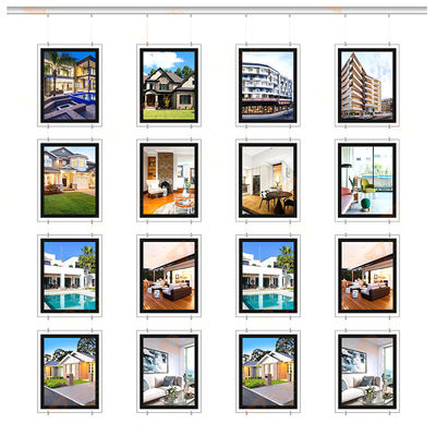 Buy A4 Acrylic Frame Cable Wire Hanging Display System Real Estate Window Display Led Light Box online manufacture