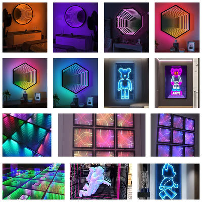 Buy Home Magic Mirror Neon Sign Infinity Neon Led Rgb Signboard 3D Glass Neon Sign online manufacture