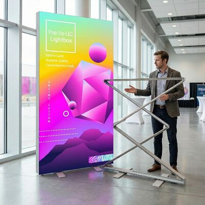 Double Sided LED Light Box with Vibrant Dye-Sublimated Graphics and Tool-Free Assembly for Trade Shows